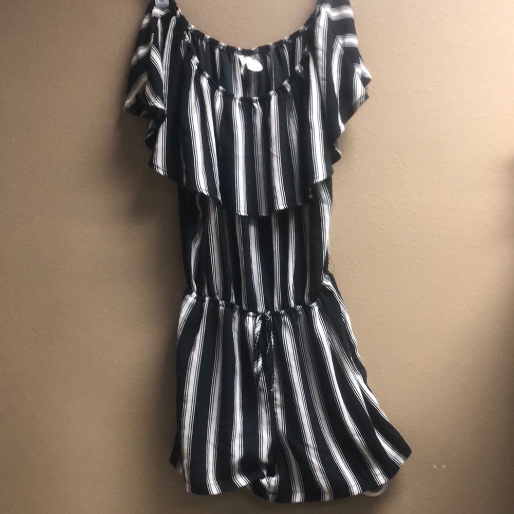 Black and white striped romper